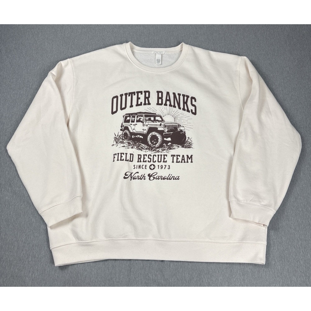 Full Tilt Sweatshirt Cotton Poly  Size XL Cream w/ Brown Outer Banks logo